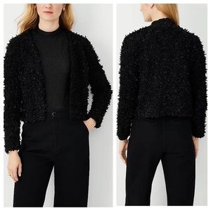 Ann Taylor Feathery V-Neck Sweater Jacket, Size